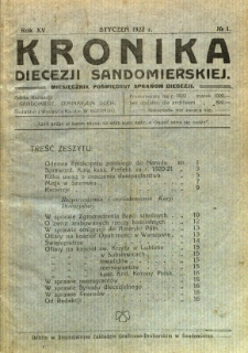 Kronika Diecezji Sandomierskiej, 1922, R. 15, nr 1