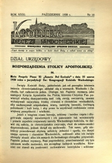 Kronika Diecezji Sandomierskiej, 1938, R. 31, nr 10