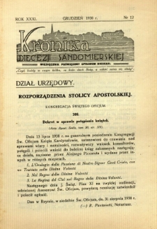 Kronika Diecezji Sandomierskiej, 1938, R. 31, nr 12