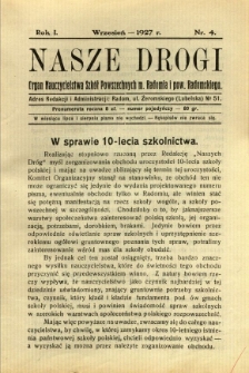 Nasze Drogi, 1927, R. 1, nr 4