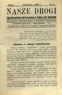 Nasze Drogi, 1927, R. 1, nr 7