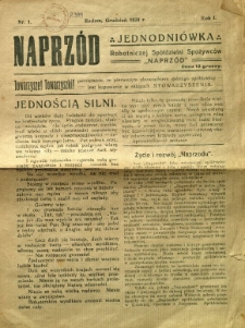 Naprzód : Jednodniówka Robotniczej Spółódzielni Spożywców "Naprzód"