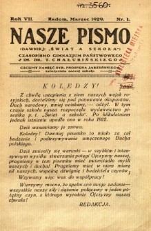 Nasze Pismo, 1929, R. 7, nr 1