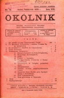 Okólnik Związku Stowarzyszeń Młodzieży Polskiej Ziemi Sandomiersko - Radomskiej, 1928, R. 8, nr 10