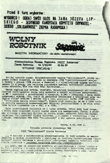 Wolny Robotnik, 1989, nr 7 - wydanie specjalne