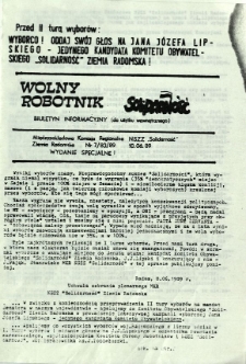 Wolny Robotnik, 1989, nr 7 - wydanie specjalne
