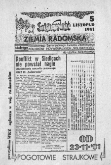 NSZZ Solidarność Ziemia Radomska, 1981, 1981-11-05