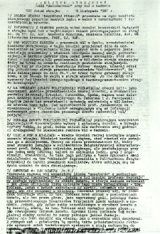 Biuletyn Strajkowy NSZZ Solidarność przy WSI w Radomiu, 1981-11-19