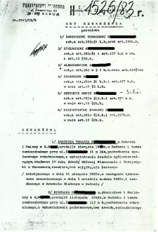 Akt oskarżenia, dnia 22 września 1983 r.