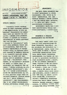 Informator NSZZ Solidarność : Komisji Zakładowej przy WSI, 1981, nr 6