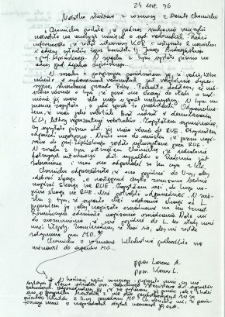 Notatka służbowa z dnia 27 listopada 1976 r.