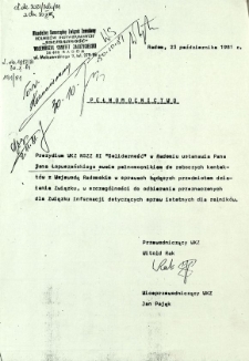 Pełnomocnictwo, z dnia 23 października 1981 r.