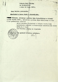 Uchwała Rady Państwa Nr BU-540-27-77, z dnia 29 lipca 1977 r.