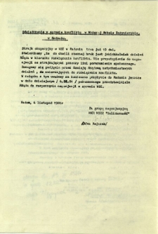 Oświadczenie w sprawie konfliktu w Wyższej Szkole Inżynierskiej w Radomiu