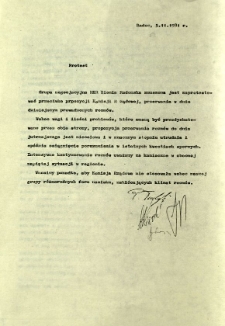 Protest, z dnia 5.11.1981 r.