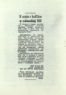 W związku z konfliktem w radomskiej WSI