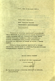 Stosownie do dotychczas wymienionej korespondencji ...