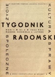Tygodnik Radomski, 1934, R. 2, nr 5