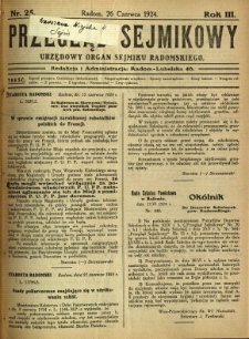 Przegląd Sejmikowy : Urzędowy Organ Sejmiku Radomskiego, 1924, R. 3, nr 25