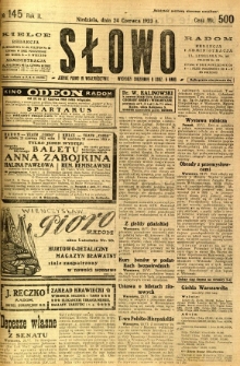 Słowo, 1923, R. 2, nr 145