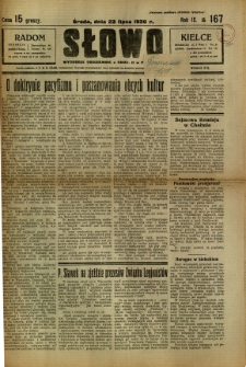 Słowo, 1930. R. 9, nr 167