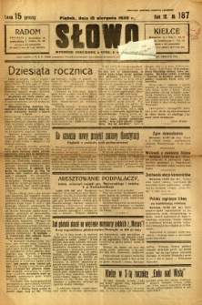 Słowo, 1930. R. 9, nr 187