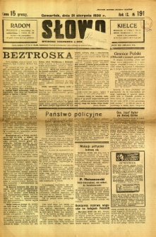 Słowo, 1930. R. 9, nr 191
