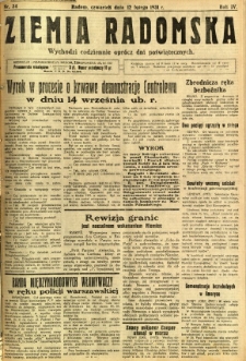 Ziemia Radomska, 1931, R. 4, nr 34