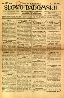 Słowo Radomskie, 1922, R. 1, nr 137