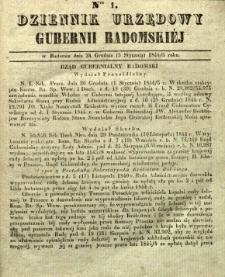 Dziennik Urzędowy Gubernii Radomskiej, 1845, nr 1