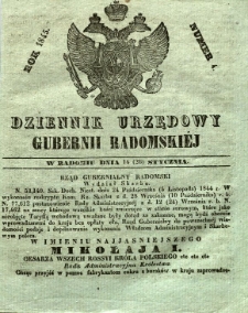 Dziennik Urzędowy Gubernii Radomskiej, 1845, nr 4
