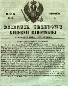 Dziennik Urzędowy Gubernii Radomskiej, 1845, nr 8