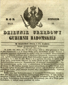 Dziennik Urzędowy Gubernii Radomskiej, 1845, nr 11