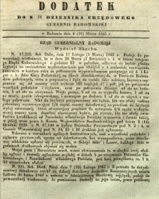 Dziennik Urzędowy Gubernii Radomskiej, 1845, nr 11, dod. I