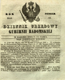 Dziennik Urzędowy Gubernii Radomskiej, 1845, nr 12