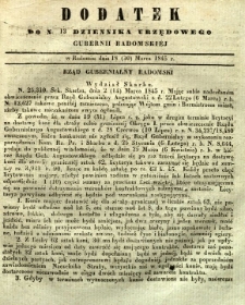 Dziennik Urzędowy Gubernii Radomskiej, 1845, nr 13, dod. I