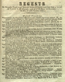 Regestr do Dziennika Urzędowego Gubernii Radomskiej za kwartał IIgi 1845 r. to jest: od N. 14 do N. 26 włącznie