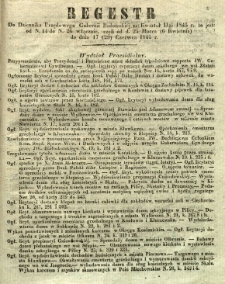 Regestr do Dziennika Urzędowego Gubernii Radomskiej za kwartał IIgi 1845 r. to jest: od N. 14 do N. 26 włącznie