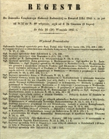 Regestr do Dziennika Urzędowego Gubernii Radomskiej za kwartał IIIci 1845 r. to jest: od N. 27 do N. 39 włącznie