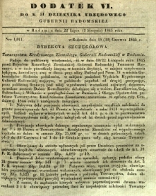Dziennik Urzędowy Gubernii Radomskiej, 1845, nr 31, dod. VI