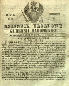 Dziennik Urzędowy Gubernii Radomskiej, 1845, nr 32