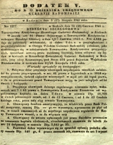 Dziennik Urzędowy Gubernii Radomskiej, 1845, nr 33, dod. V