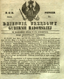 Dziennik Urzędowy Gubernii Radomskiej, 1845, nr 34