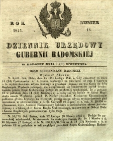 Dziennik Urzędowy Gubernii Radomskiej, 1845, nr 15