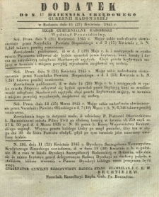 Dziennik Urzędowy Gubernii Radomskiej, 1845, nr 17, dod. I