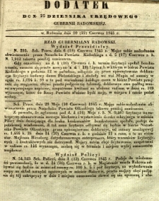 Dziennik Urzędowy Gubernii Radomskiej, 1845, nr 25, dod. I
