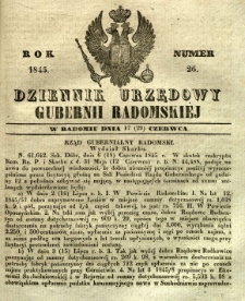 Dziennik Urzędowy Gubernii Radomskiej, 1845, nr 26