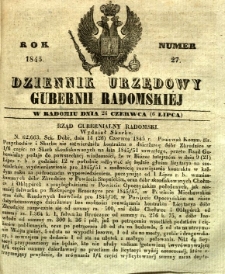 Dziennik Urzędowy Gubernii Radomskiej, 1845, nr 27