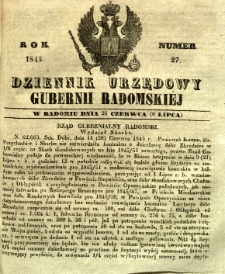 Dziennik Urzędowy Gubernii Radomskiej, 1845, nr 27