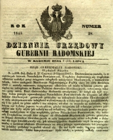 Dziennik Urzędowy Gubernii Radomskiej, 1845, nr 28